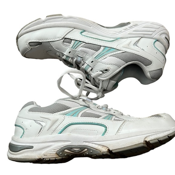 Vionic White and Teal Blue Walking Tie Up Sneakers Size 8